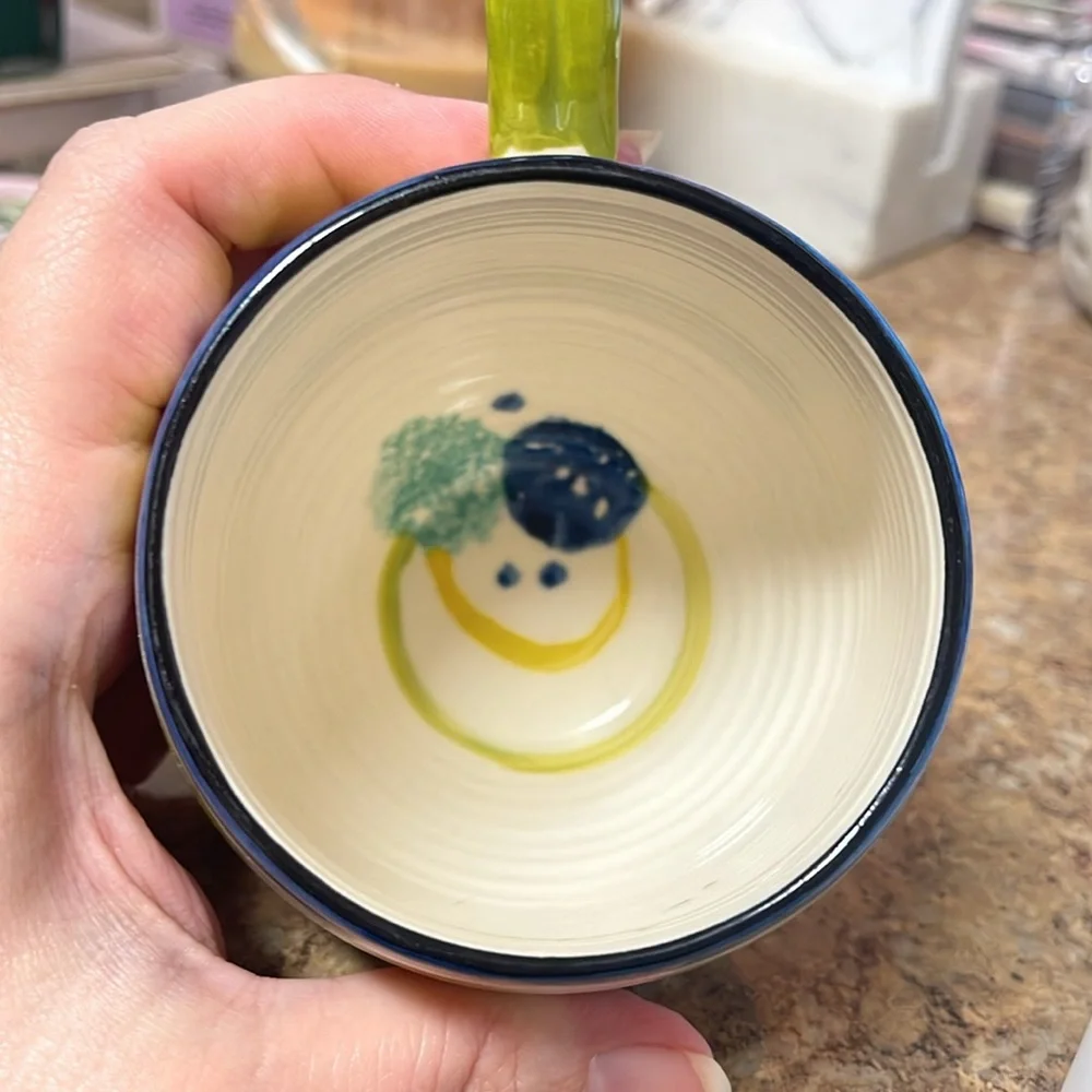 Anthropologie Spongeware Dots & Stripes Bubble Mug